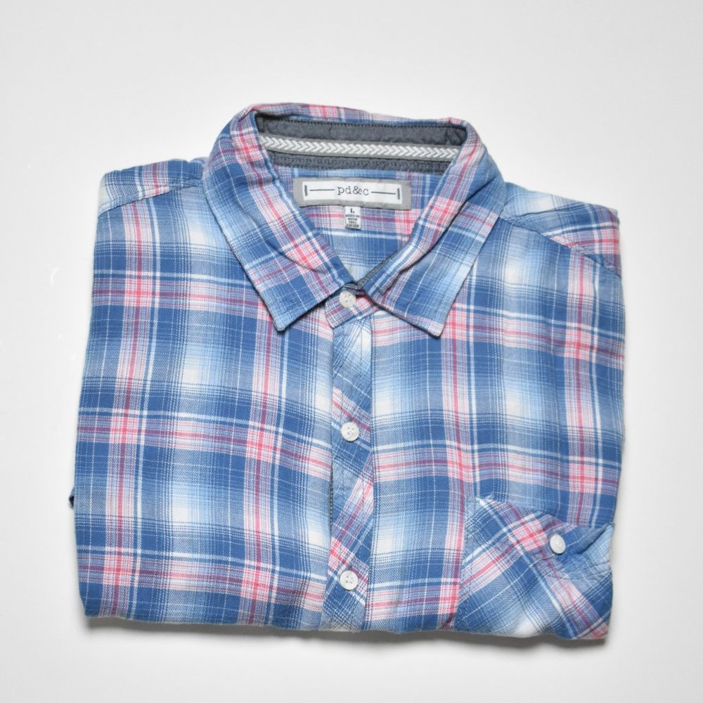 Plaid Button Down Shirt Large PD&C Shirt
